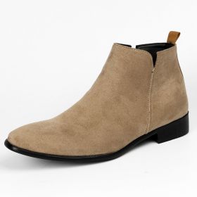 Fashion Men's Square Toe Ankle Boots (Option: Creamy White-40)