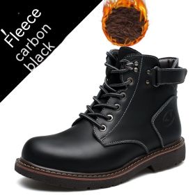 British Men Fleece-lined Martin Boots Casual Mid-top (Option: Black Cotton Lining-39)