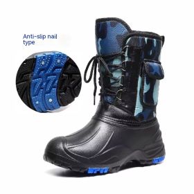 Fleece-lined Cotton-padded Warm Keeping Fishing Boots (Option: Blue-41)