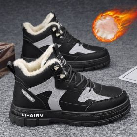 Winter Thickened Velvet Warm Ankle Boots Men Outdoor Subzero Anti-cold Anti-ski Snow Boots Outdoor Casual Walking Running Flat Shoes (Option: Black-Size47)