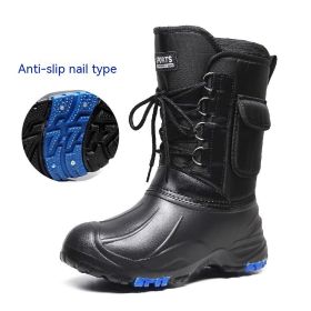 Fleece-lined Cotton-padded Warm Keeping Fishing Boots (Option: Black-41)