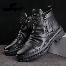 Men's Fashionable All-match High-top With Velvet Tactical Military Boots (Option: 8801 Black Thin Shoes-40)