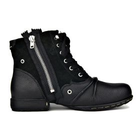 High Tops Men's Boots Leather Plus Size (Option: Black-47)