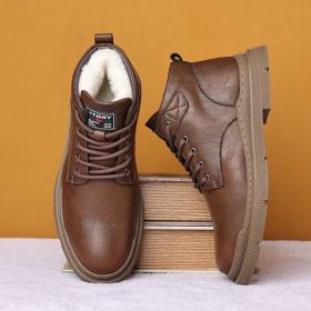 Tactical Martin Boots For Men, Comfortable And Versatile For Autumn And Winter (Option: Brown Wool In-40)