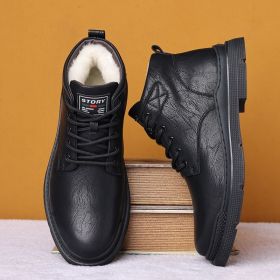 Tactical Martin Boots For Men, Comfortable And Versatile For Autumn And Winter (Option: Black Wool In-40)