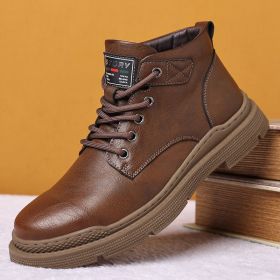 Tactical Martin Boots For Men, Comfortable And Versatile For Autumn And Winter (Option: Brown Thin Shoes Lining-44)