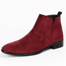 Fashion Men's Square Toe Ankle Boots (Option: Wine Red-42)